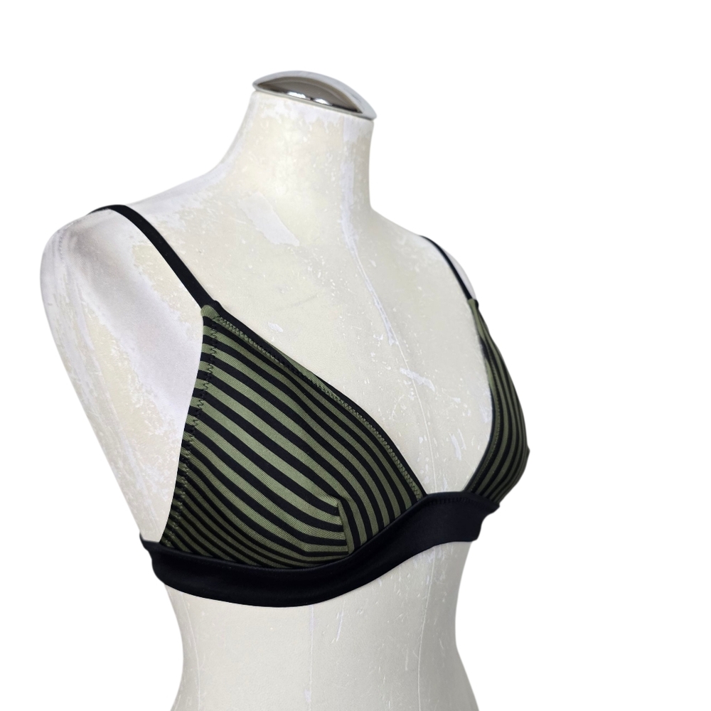 Solid & Striped Green Black Stripes Bikini Top Sw… - image 2